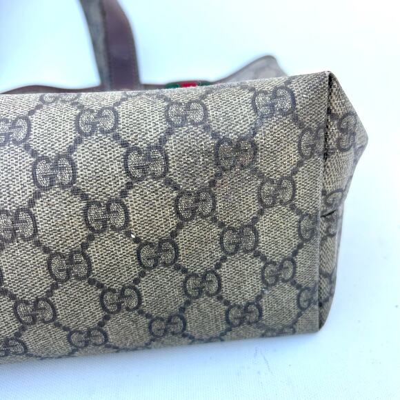Gucci GG Monogram Tote Bag Web Loop Coated Canvas Designer Authentic Purse - Picture 9 of 16